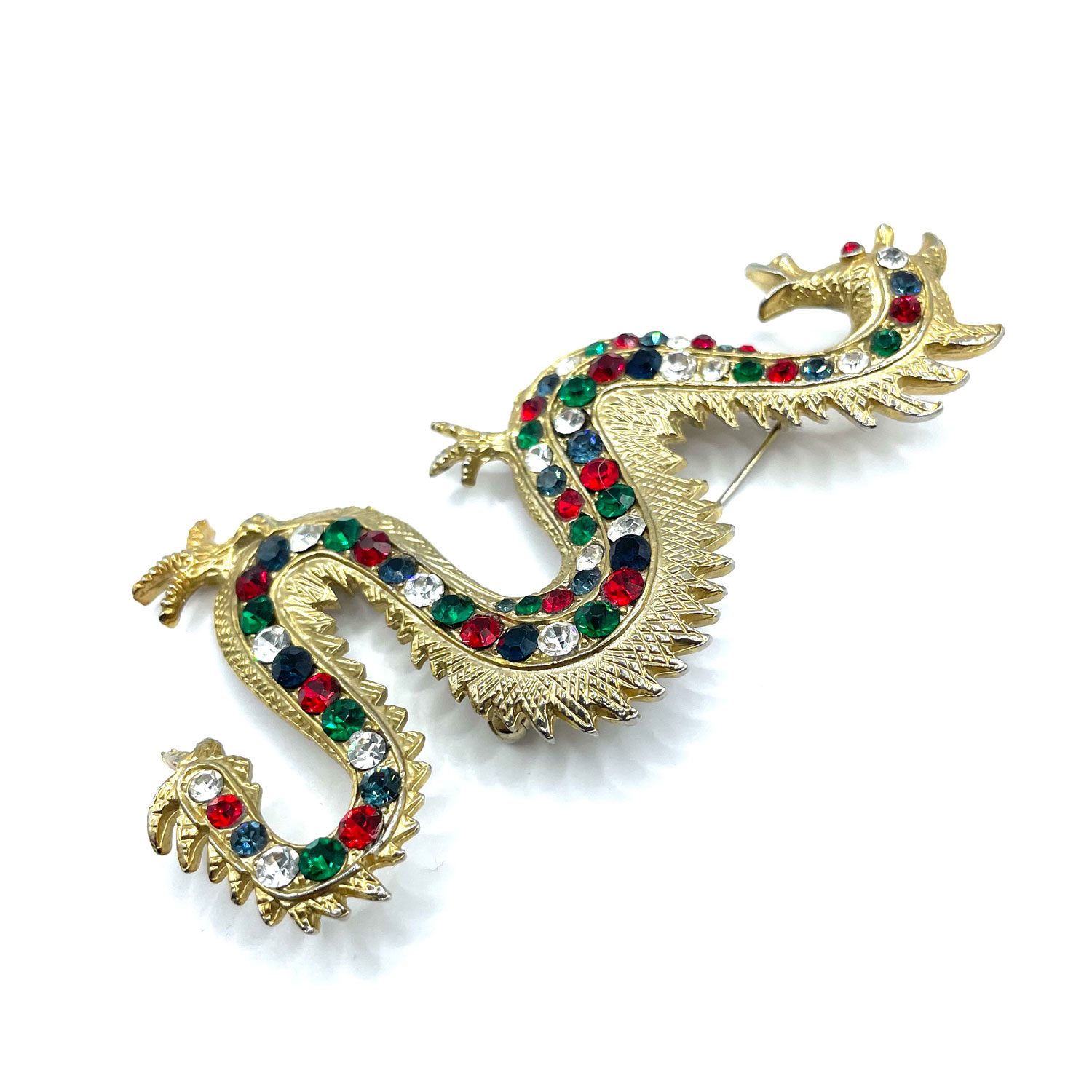 Rhinestone Chinese dragon brooch