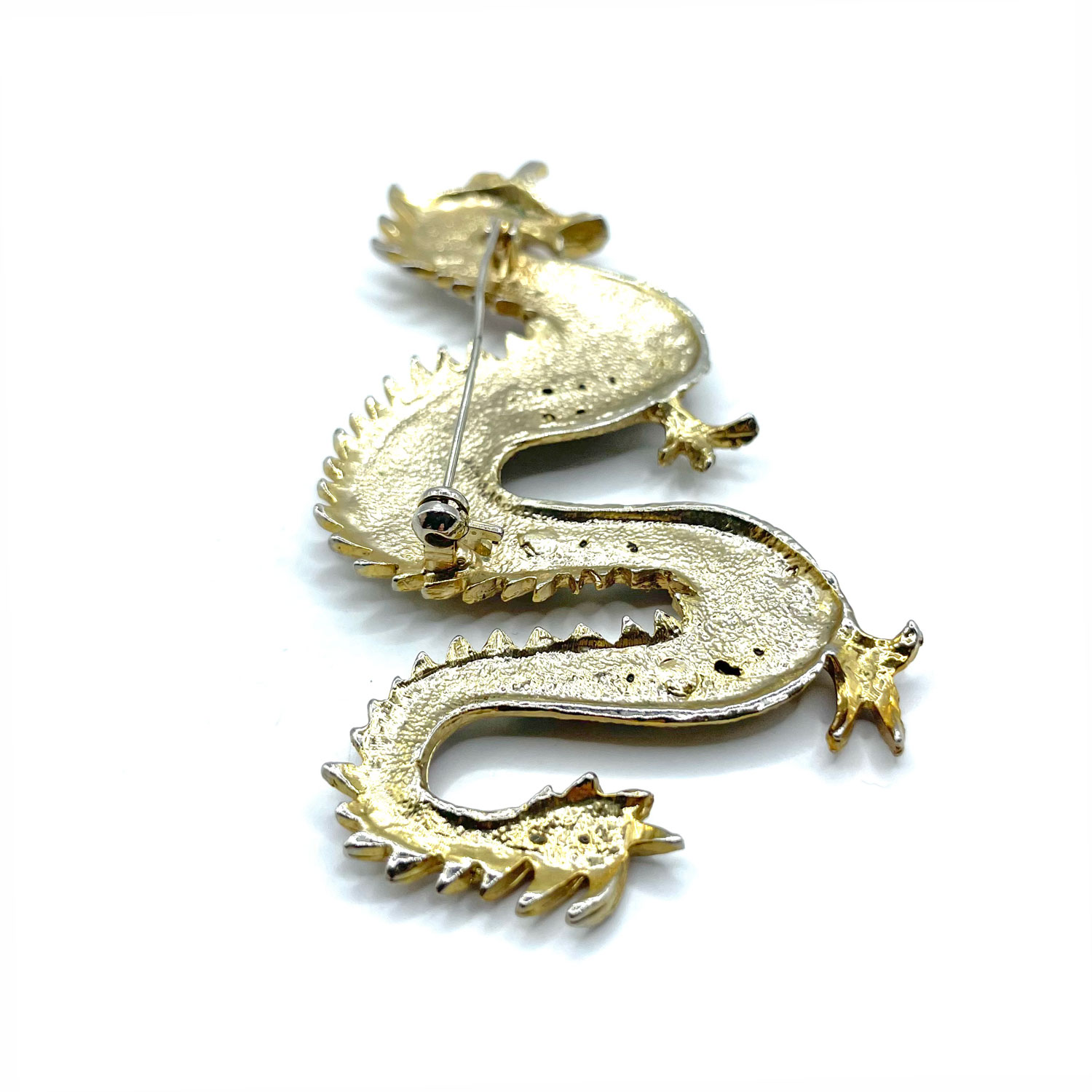 Rhinestone Chinese dragon brooch