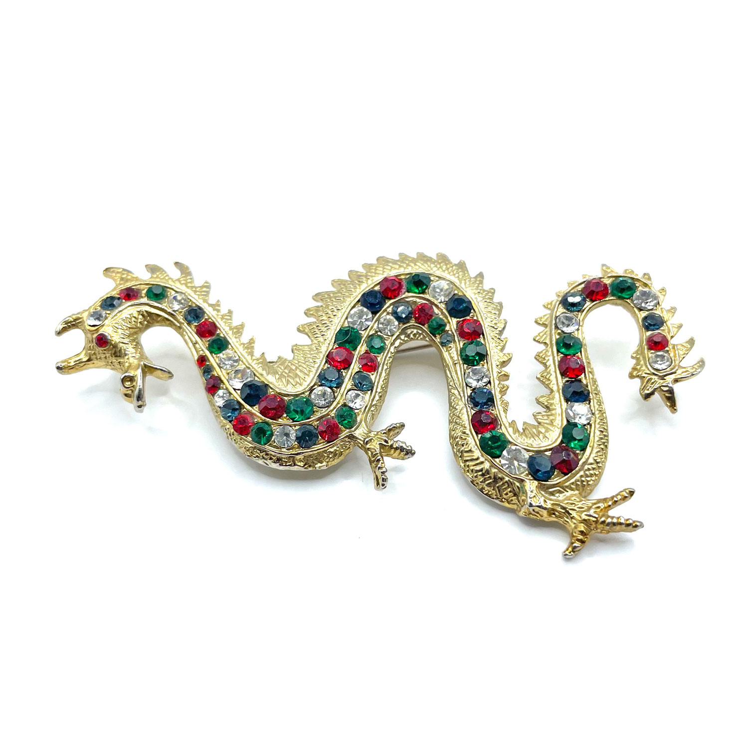 Rhinestone Chinese dragon brooch