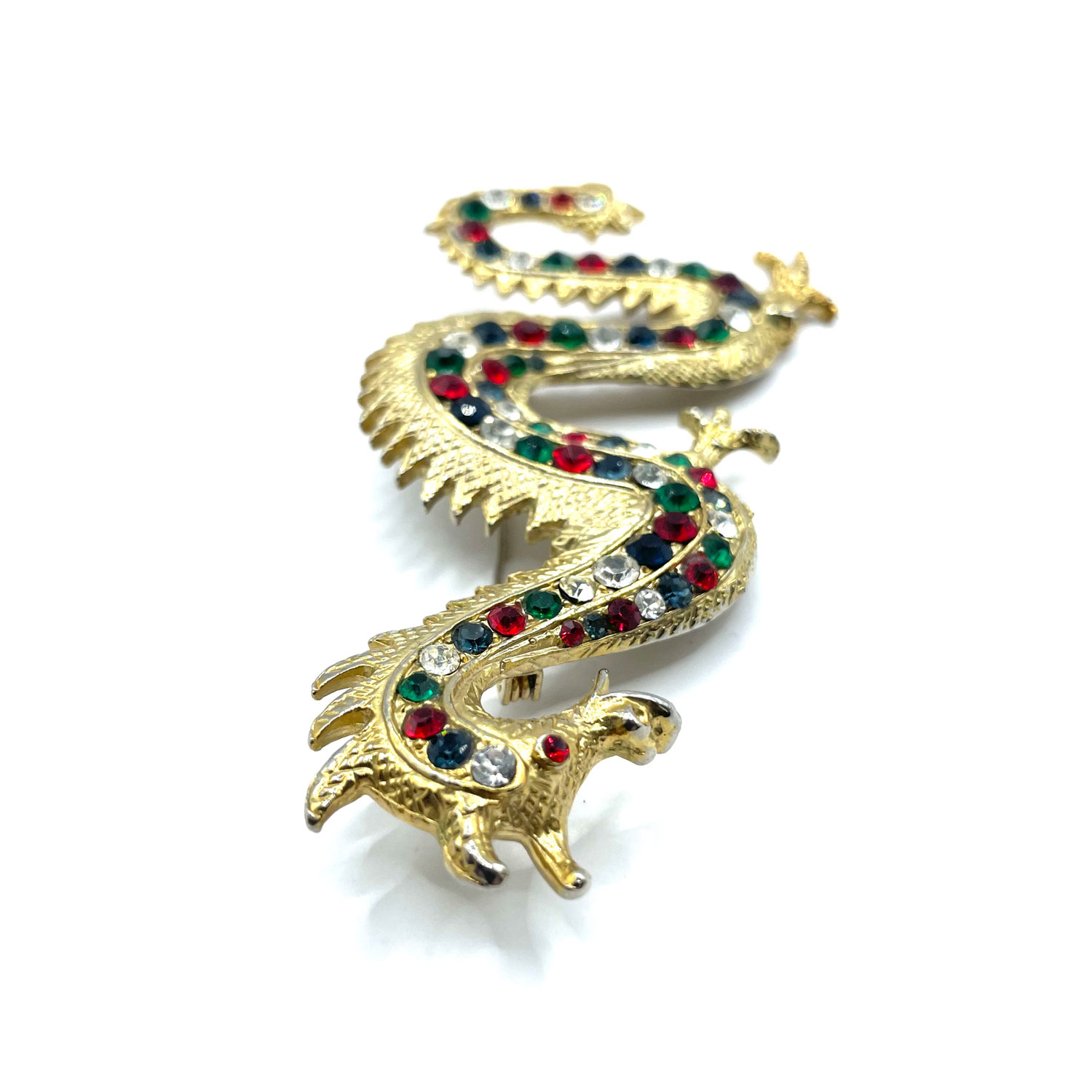 Rhinestone Chinese dragon brooch