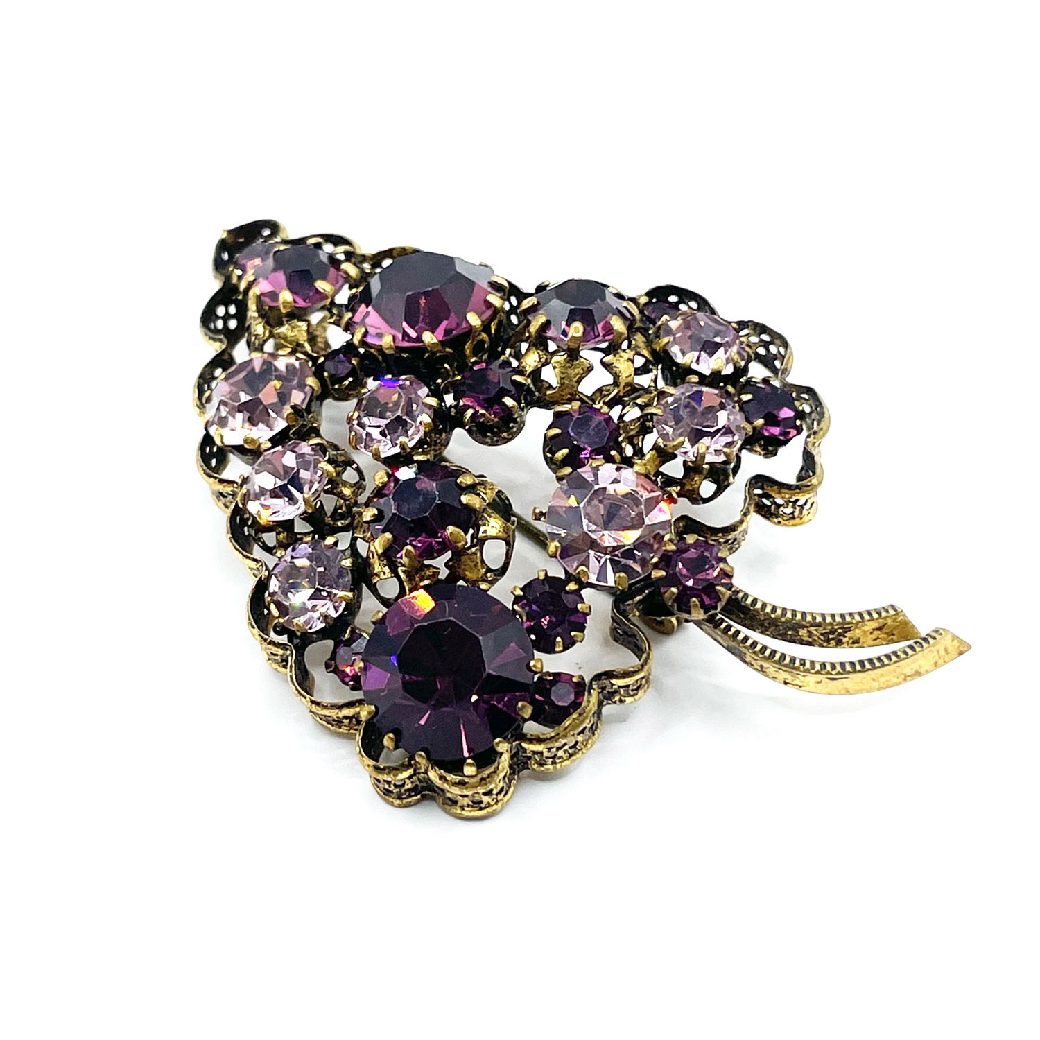 1950s Austrian crystal grapes brooch