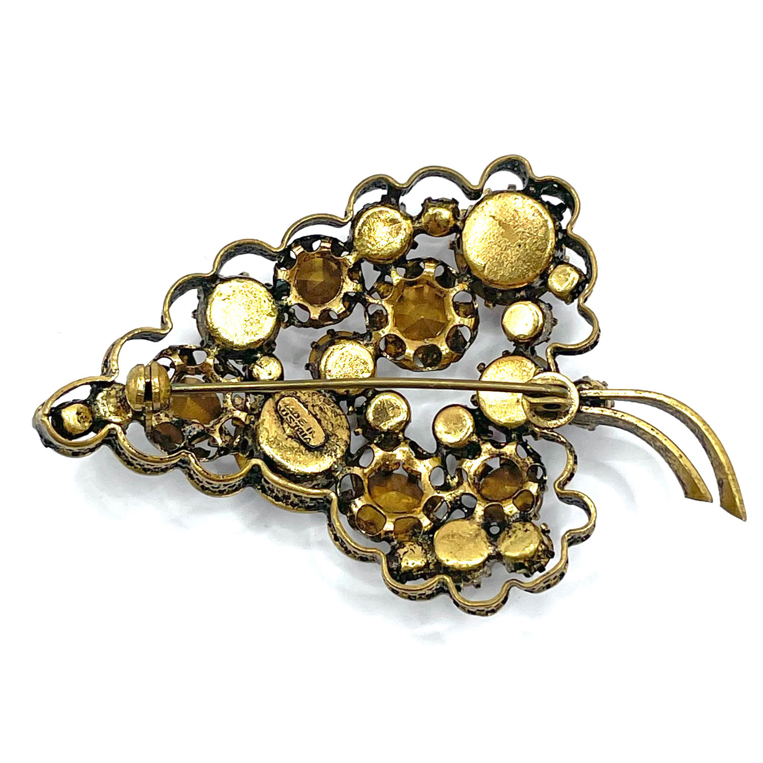 1950s Austrian crystal grapes brooch