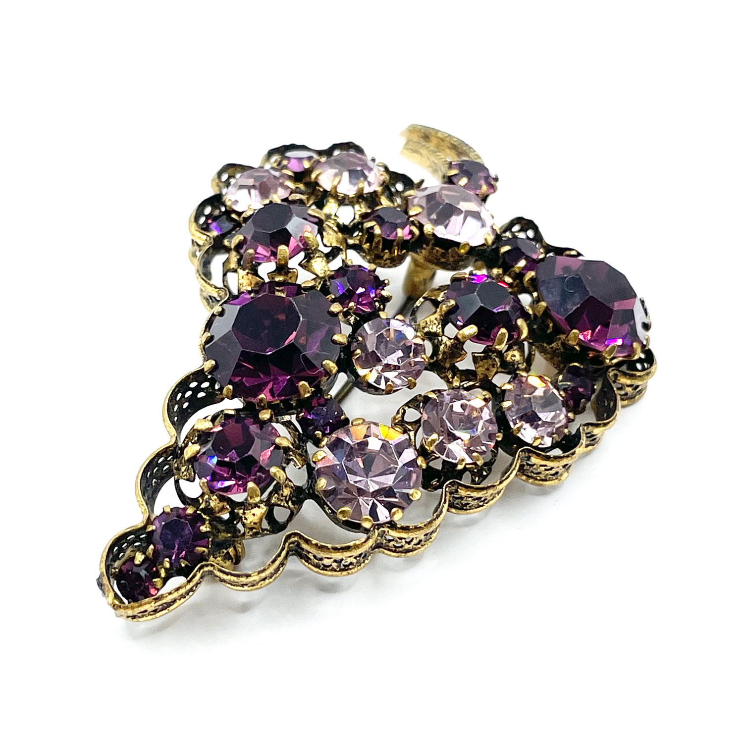 1950s Austrian crystal grapes brooch