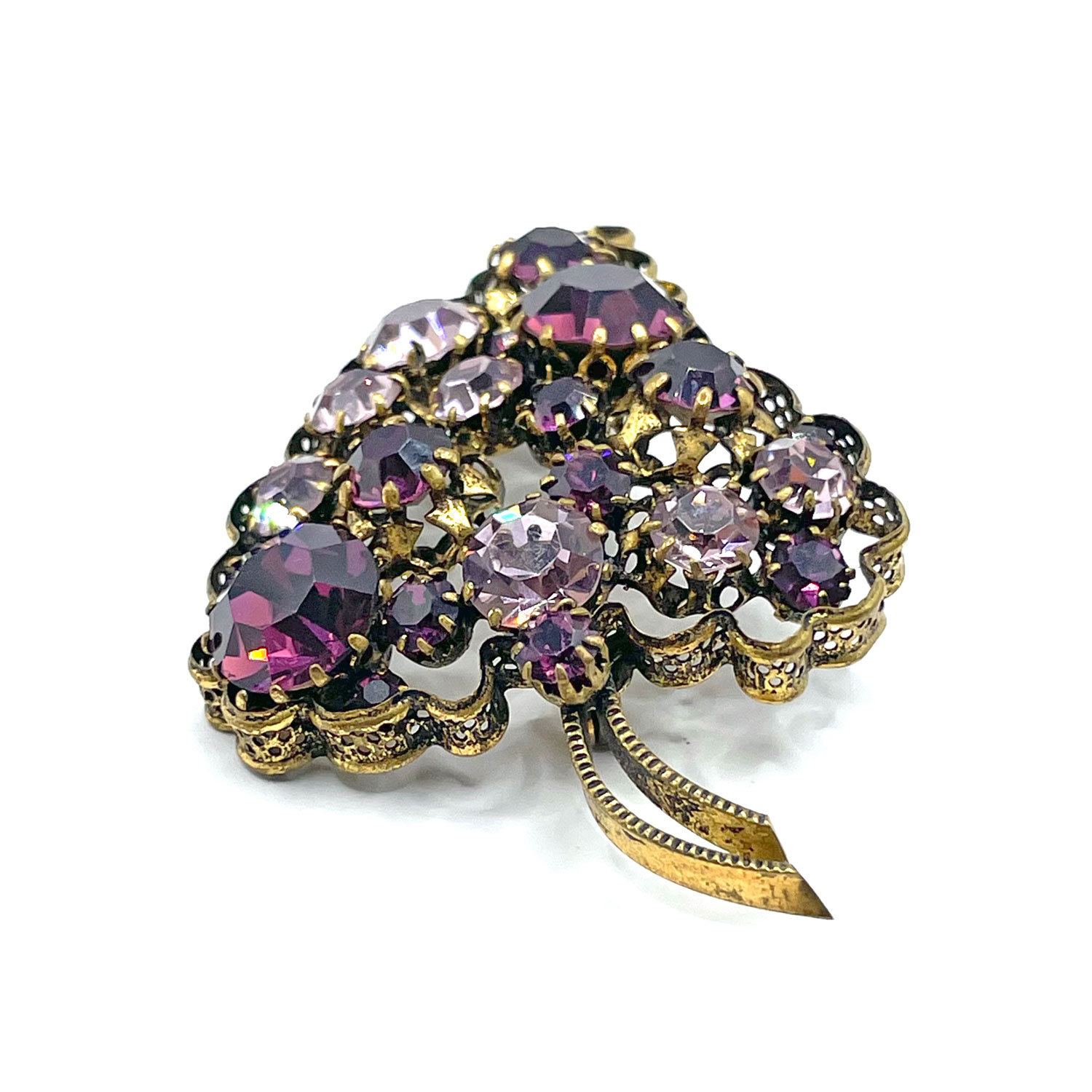 1950s Austrian crystal grapes brooch