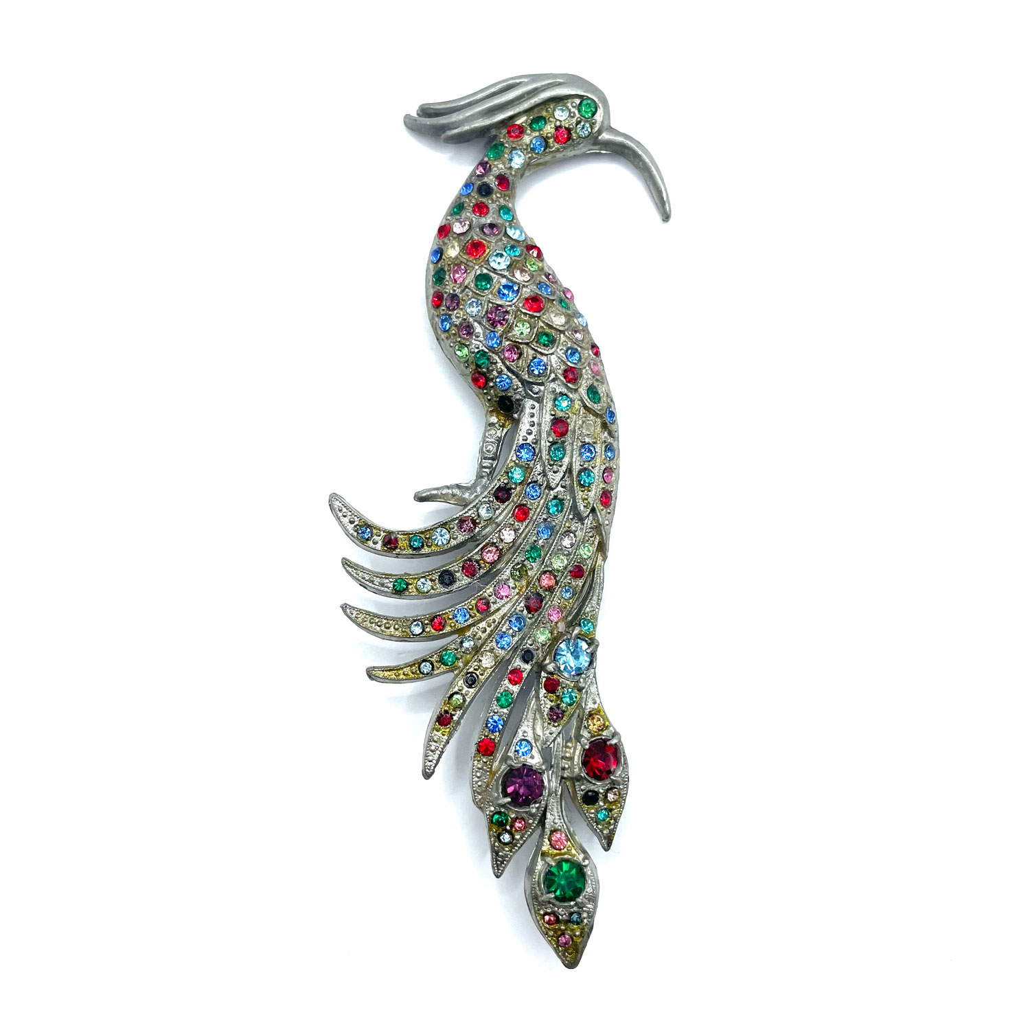 rhinestone bird brooch
