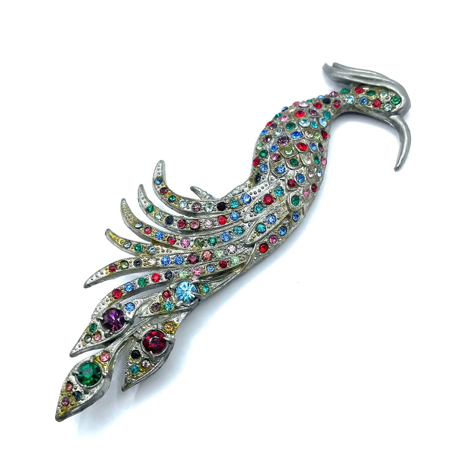 rhinestone bird brooch