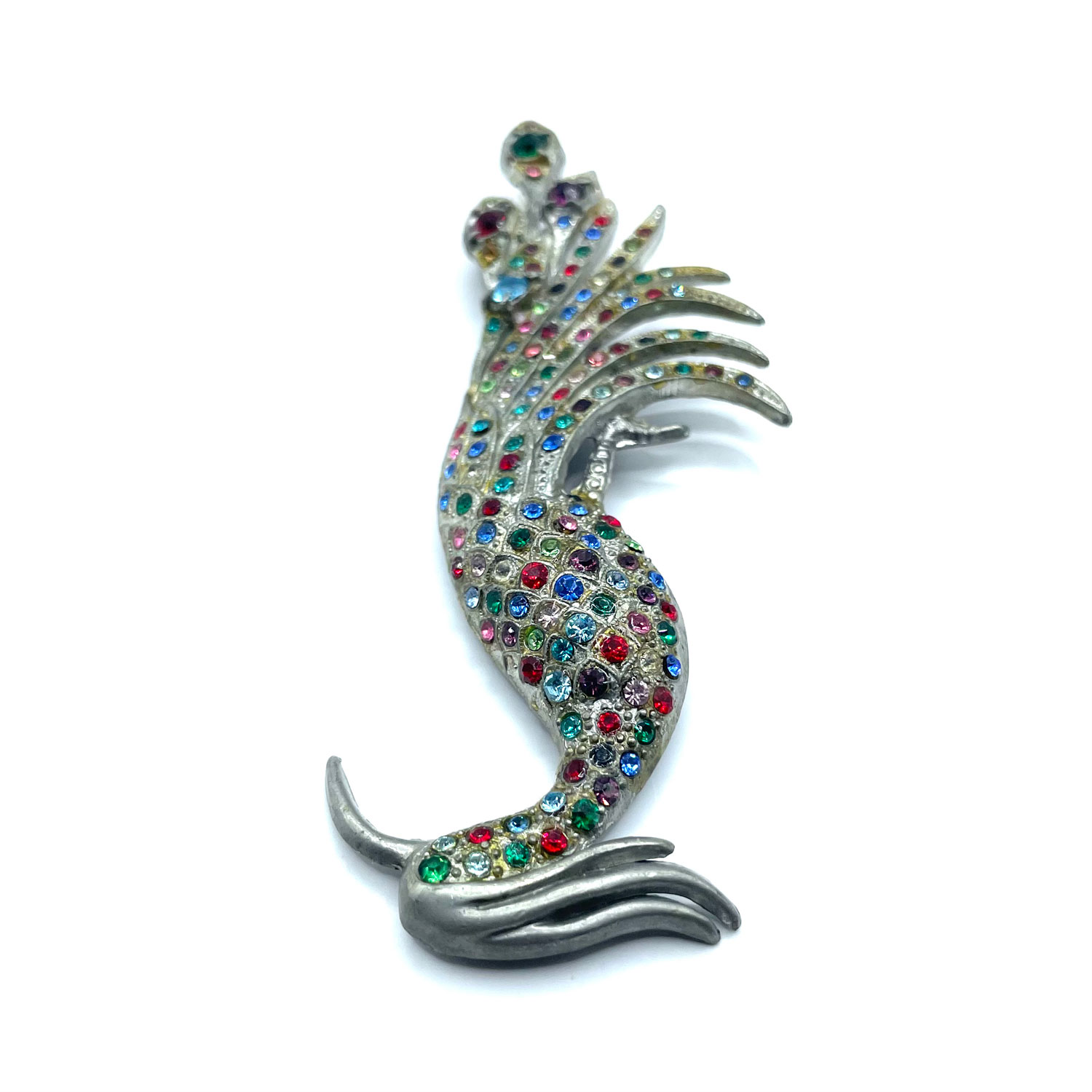 rhinestone bird brooch