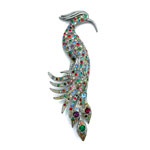 1930s peacock bird rhinestone brooch