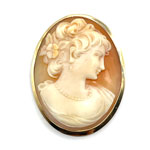 Antique Victorian jet cameo brooch