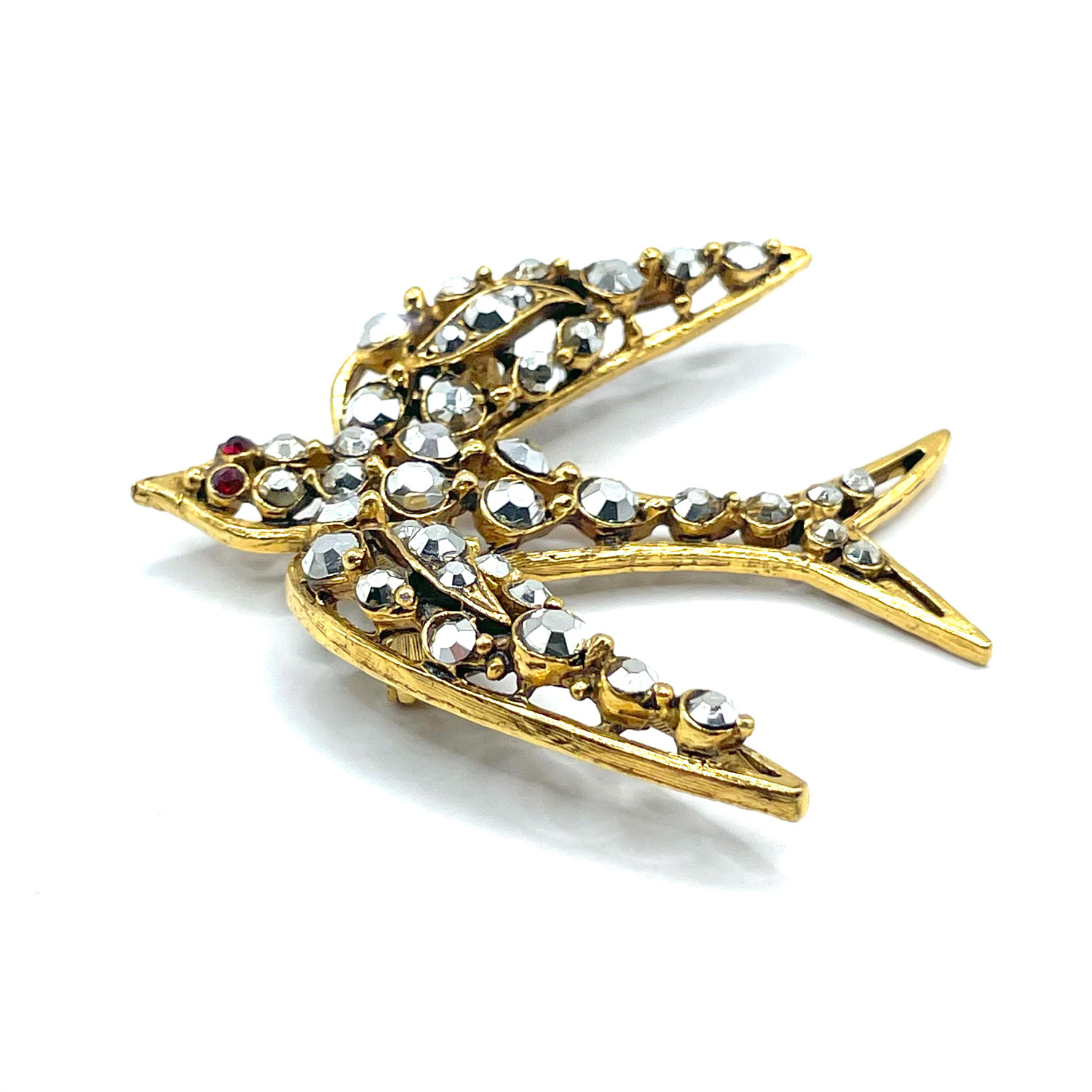 Florenza rhinestone bird brooch