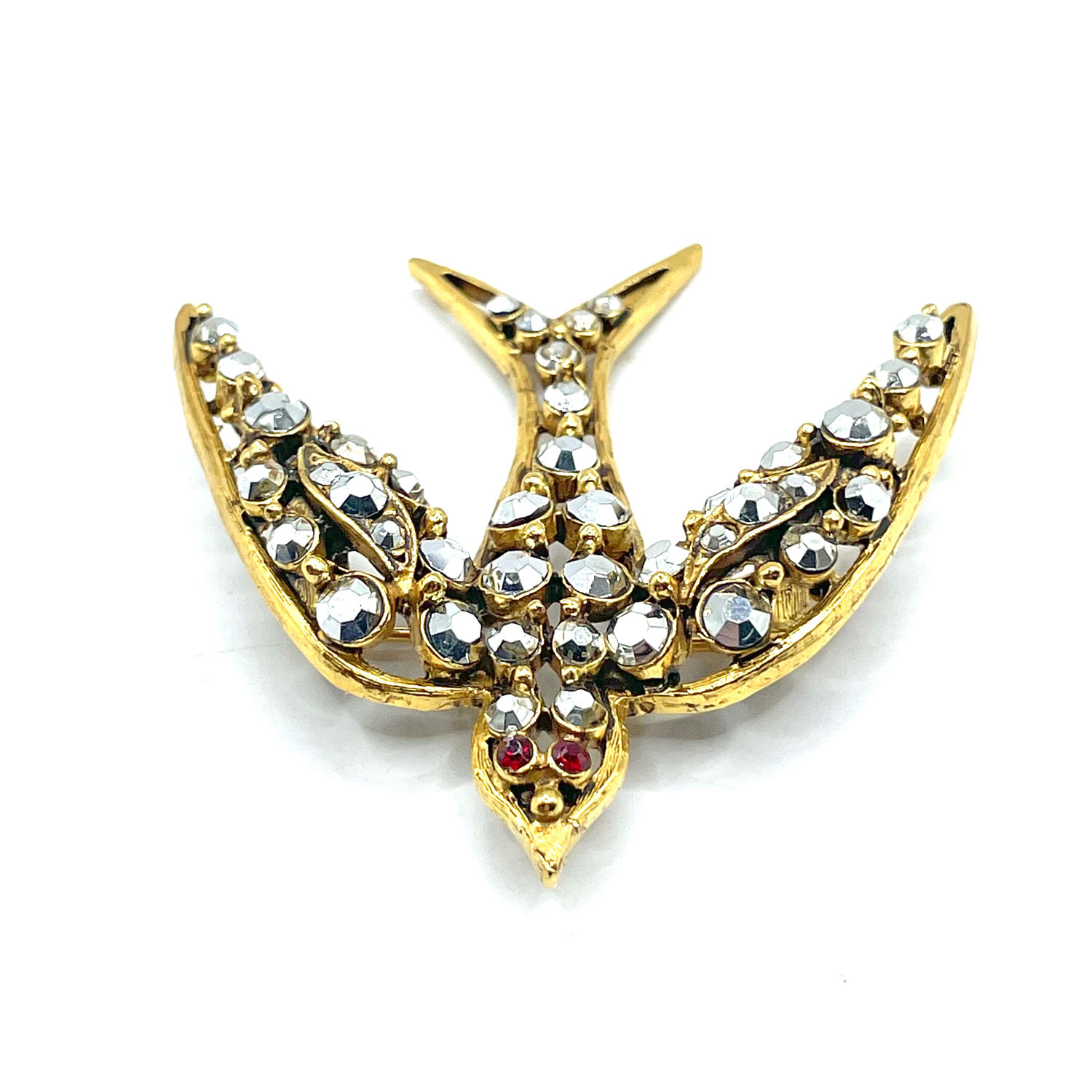 Florenza rhinestone bird brooch