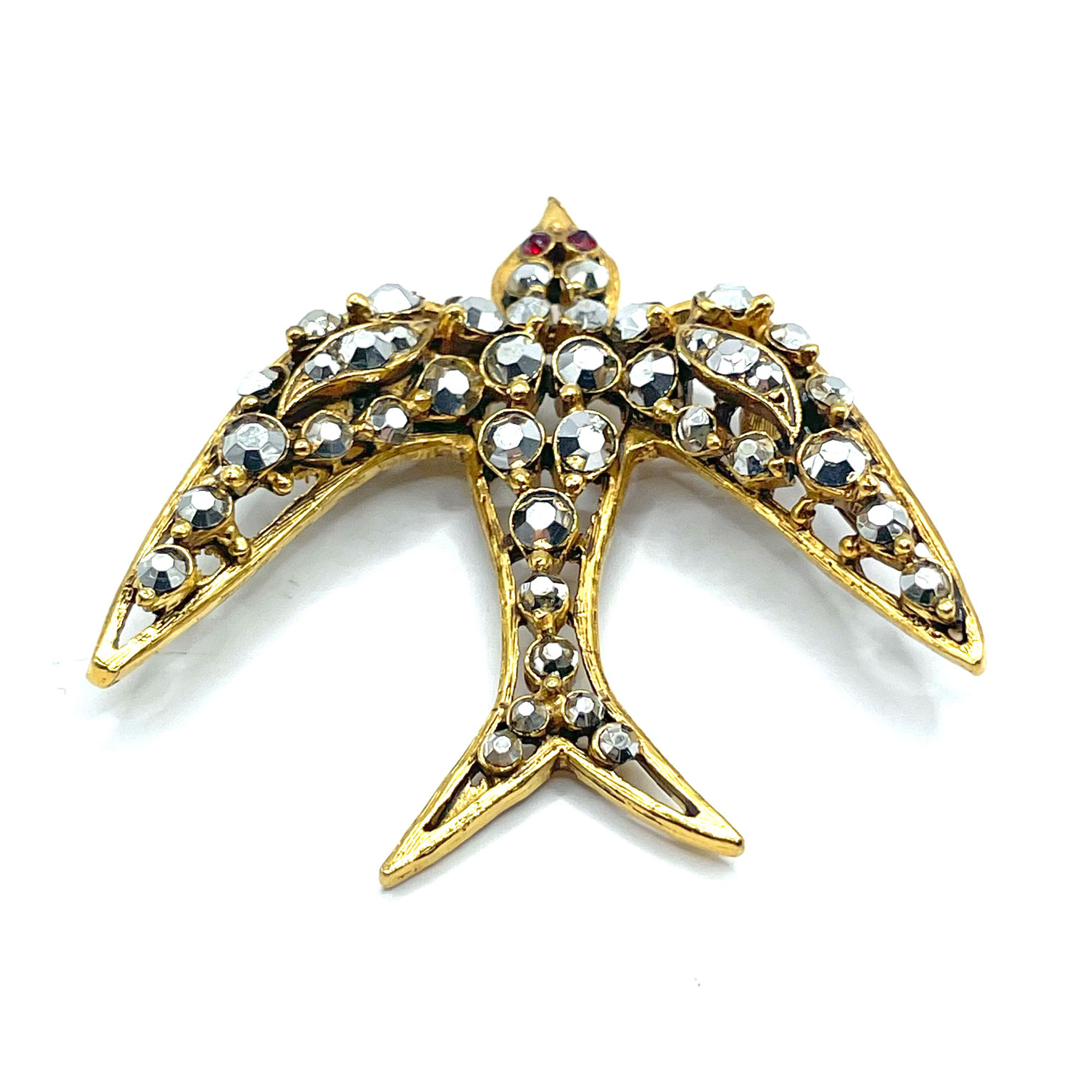 Florenza rhinestone bird brooch