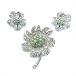Sarah Covenrty rhinestone flower brooch and earring set
