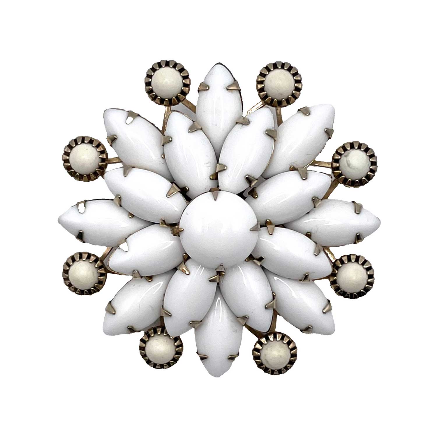 White rhinestone snowflake pin