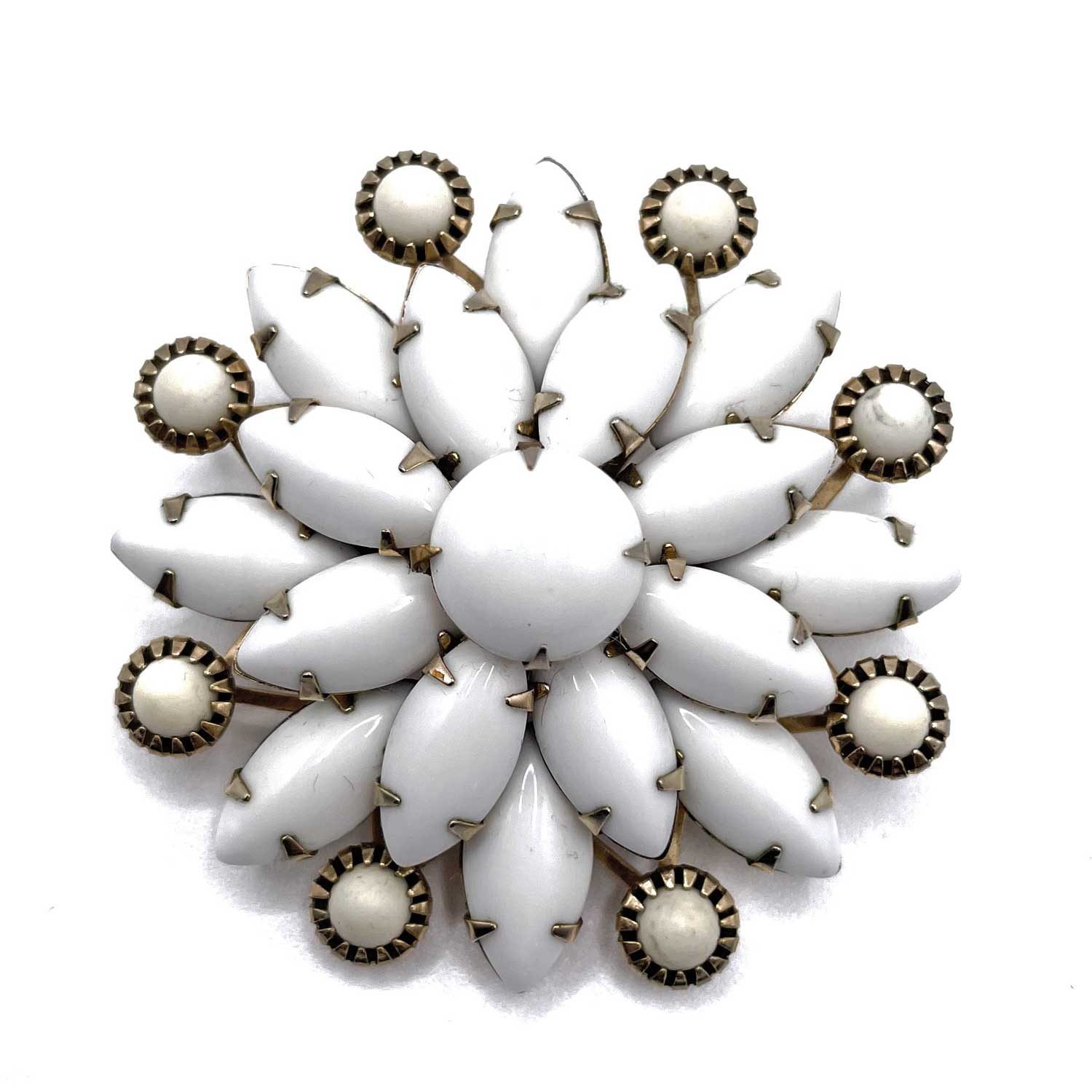 White rhinestone snowflake pin