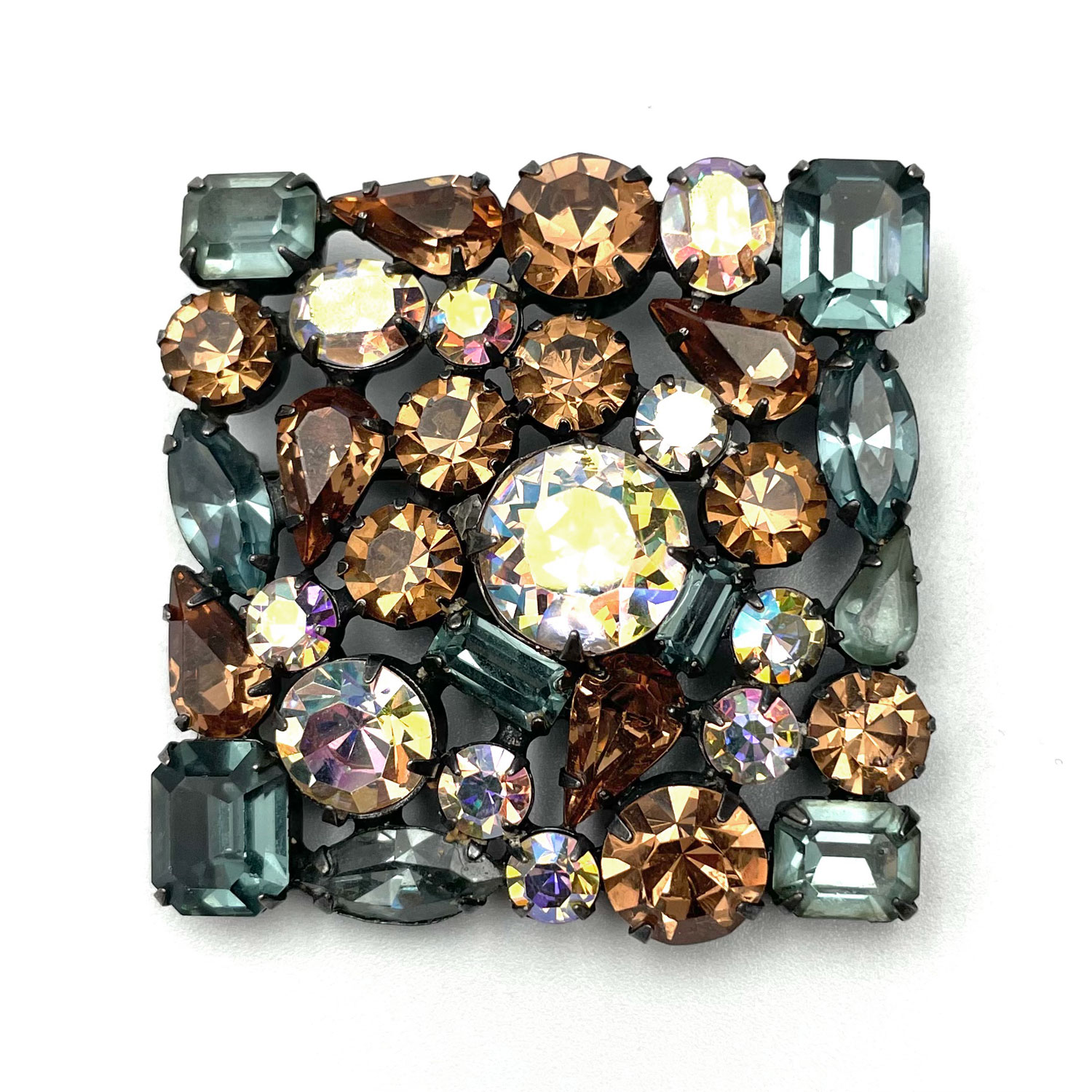 Weiss square rhinestone brooch