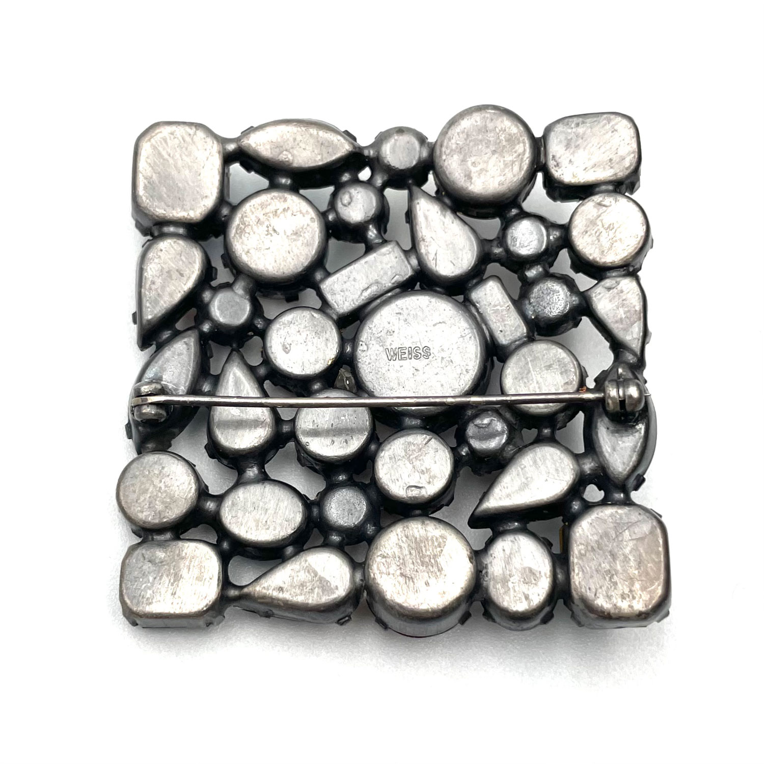 Weiss square rhinestone brooch