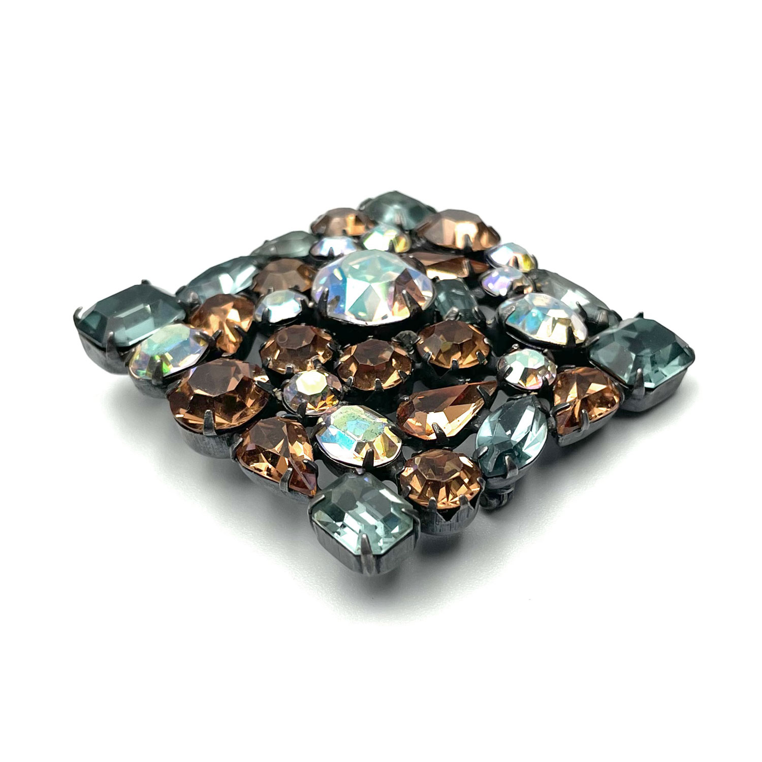 Weiss square rhinestone brooch
