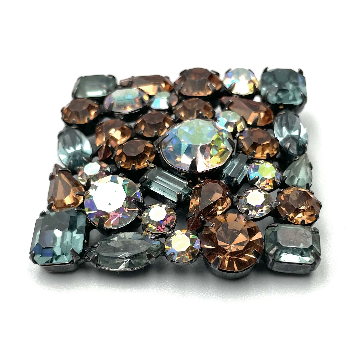 Weiss square rhinestone brooch