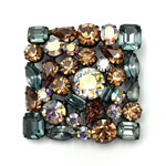 Weiss square rhinestone brooch