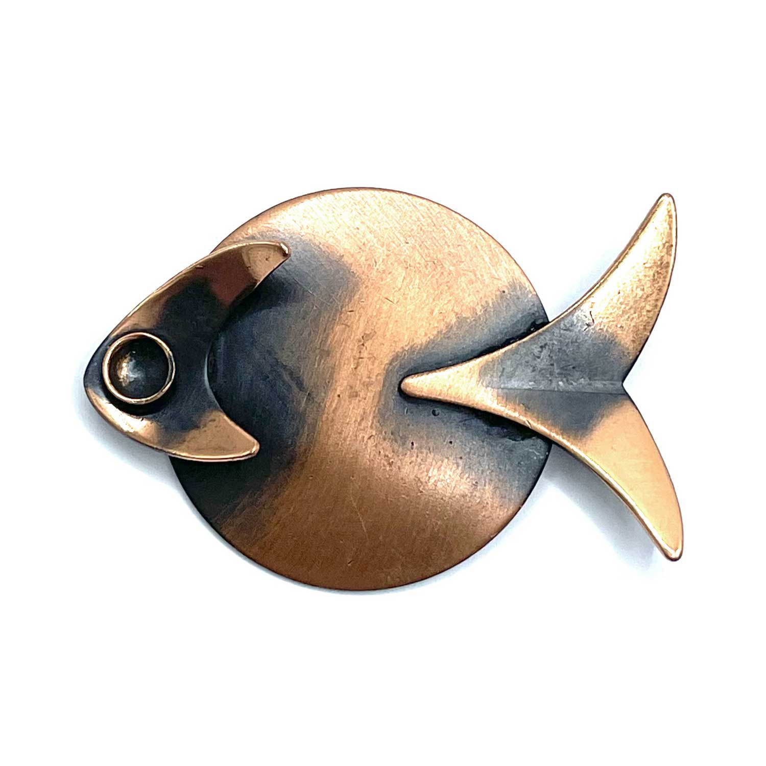 1950s mid century modern copper fish brooch