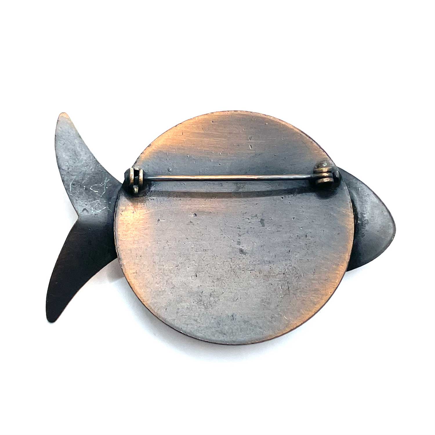 1950s mid century modern copper fish brooch
