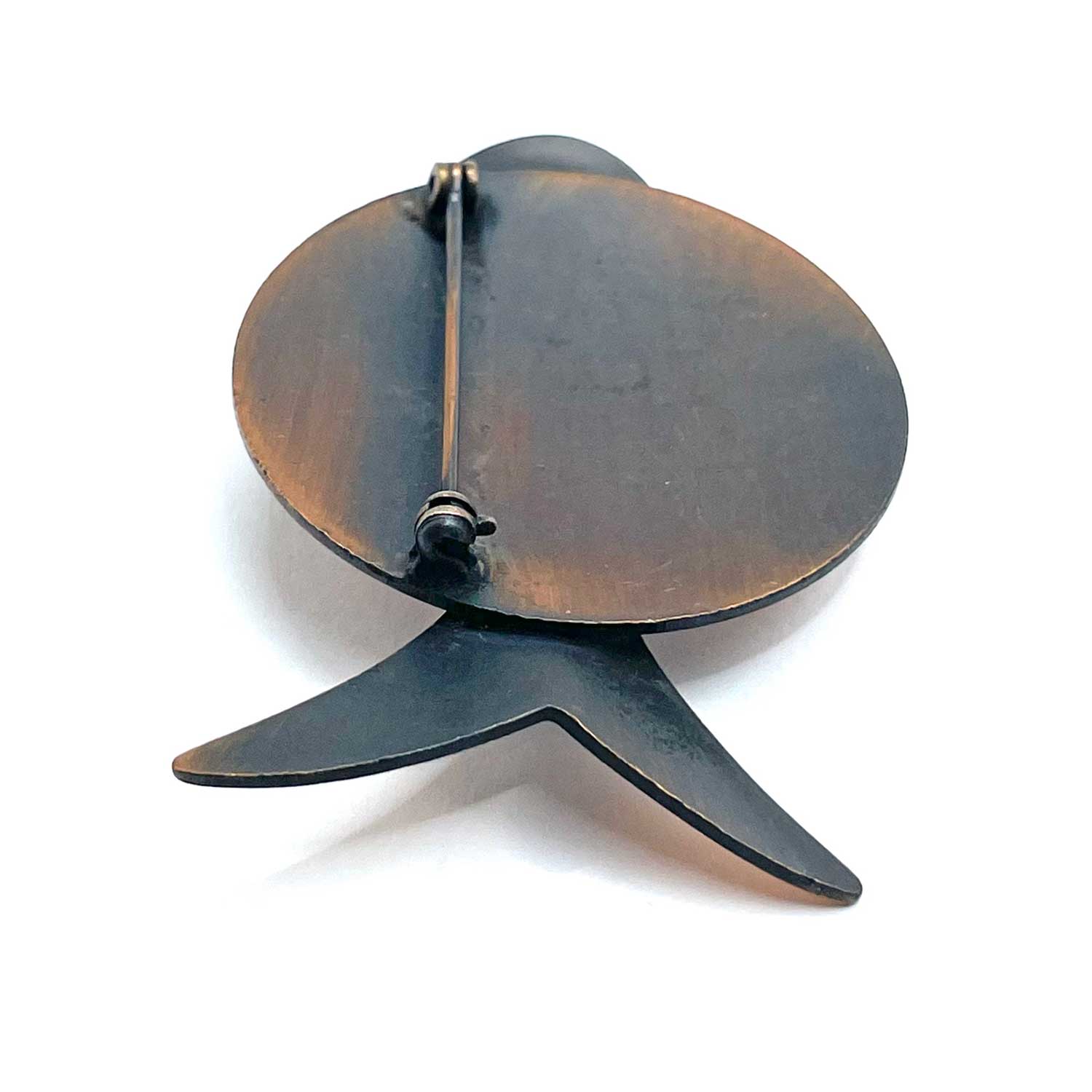 1950s mid century modern copper fish brooch