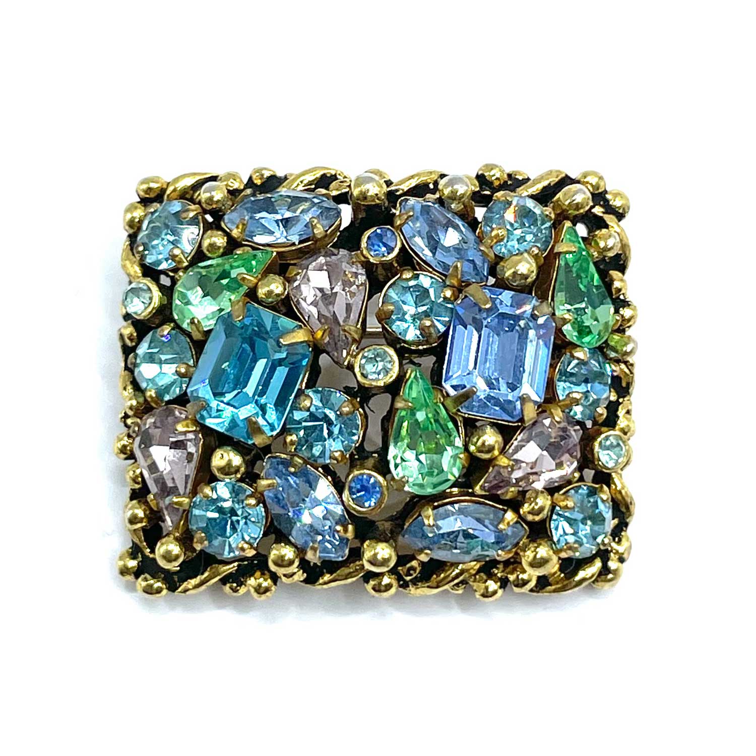 1950s Barclay rectangular rhinestone brooch