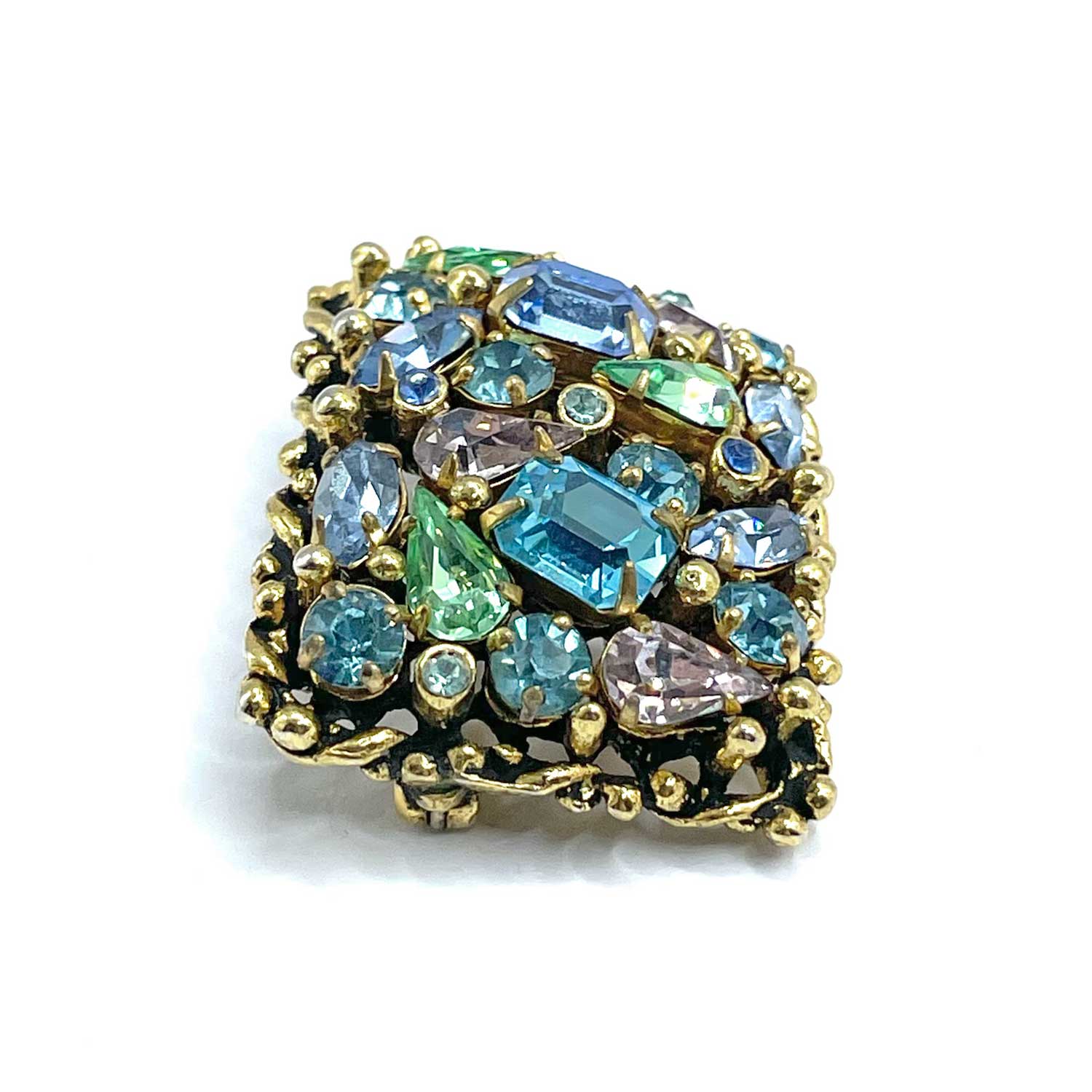 1950s Barclay rectangular rhinestone brooch