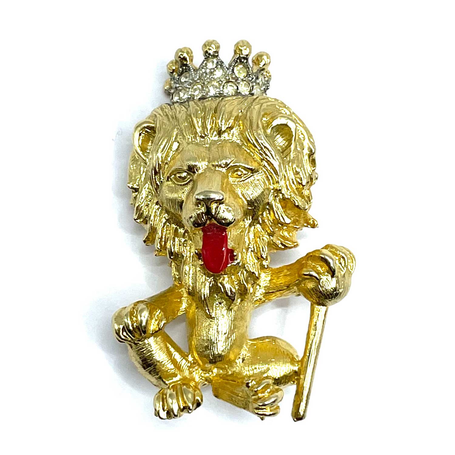 Polcini rhinestone lion brooch