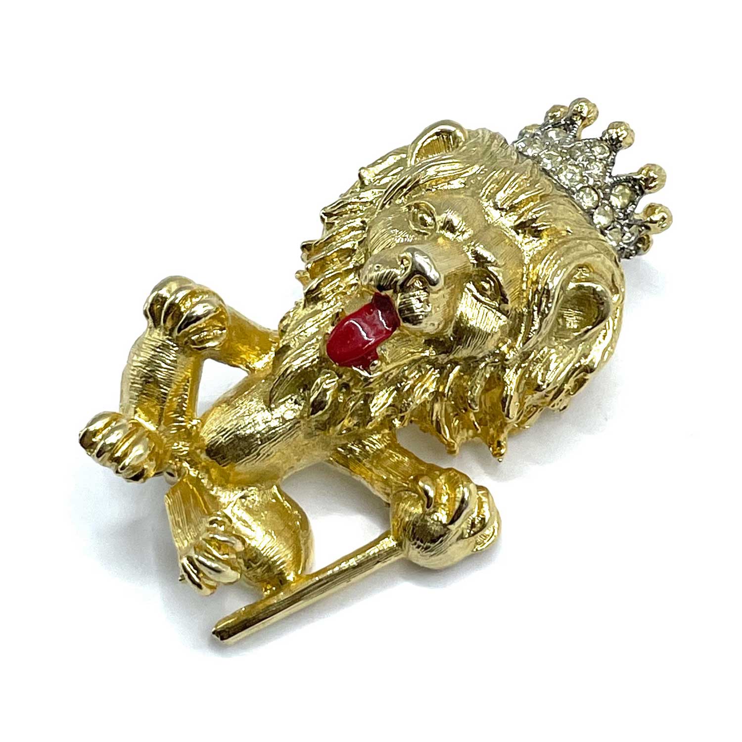 Polcini rhinestone lion brooch