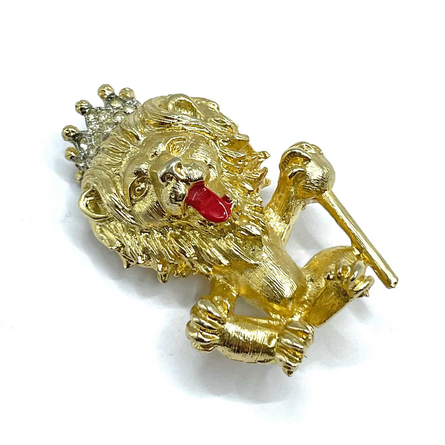 Polcini rhinestone lion brooch