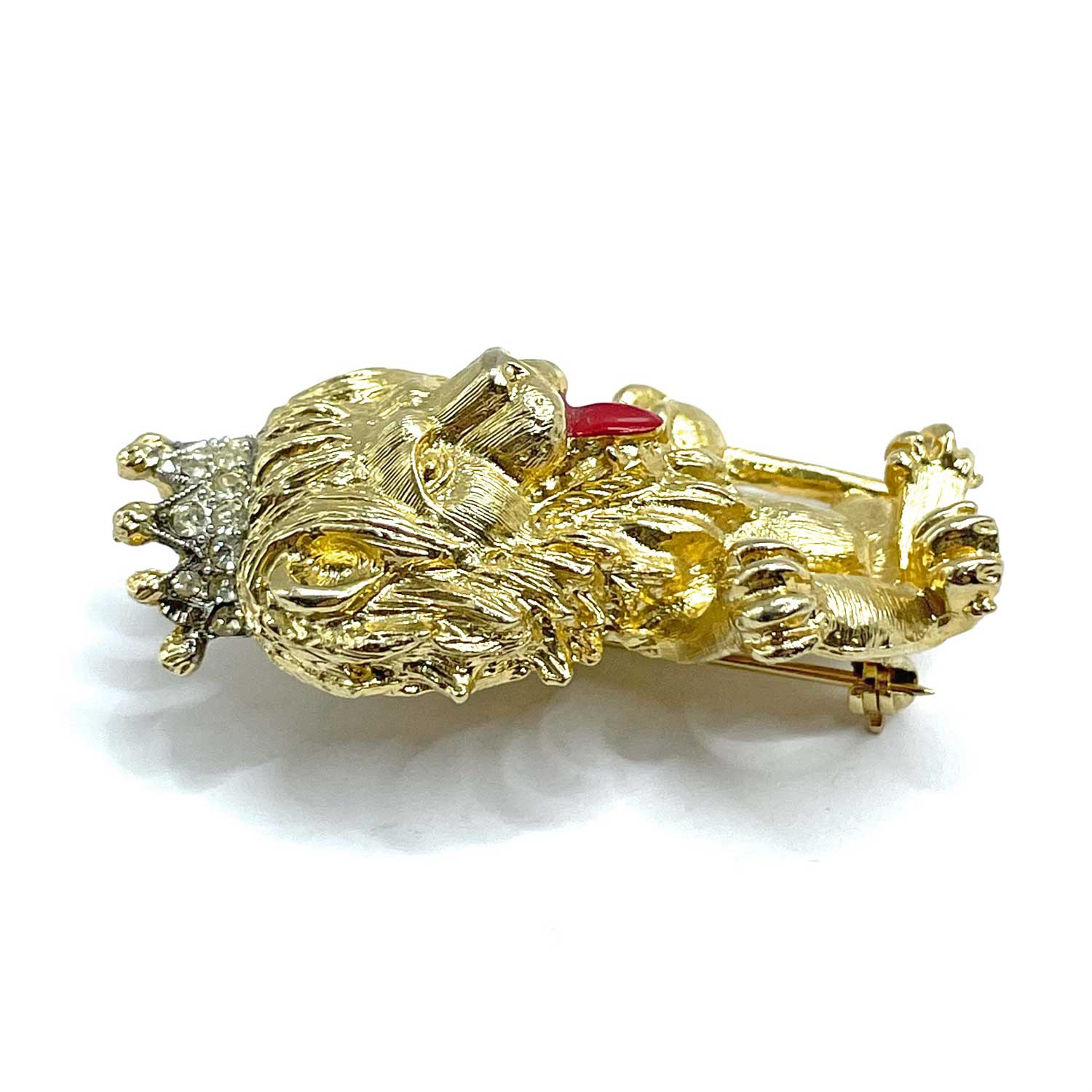 Polcini rhinestone lion brooch