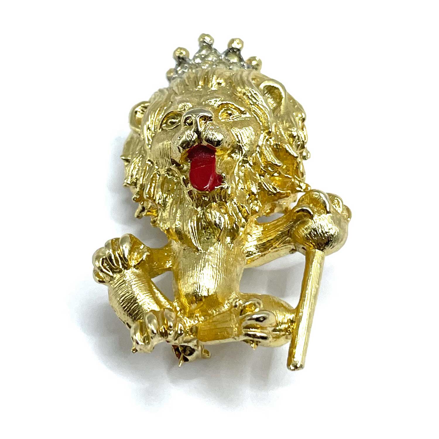 Polcini rhinestone lion brooch
