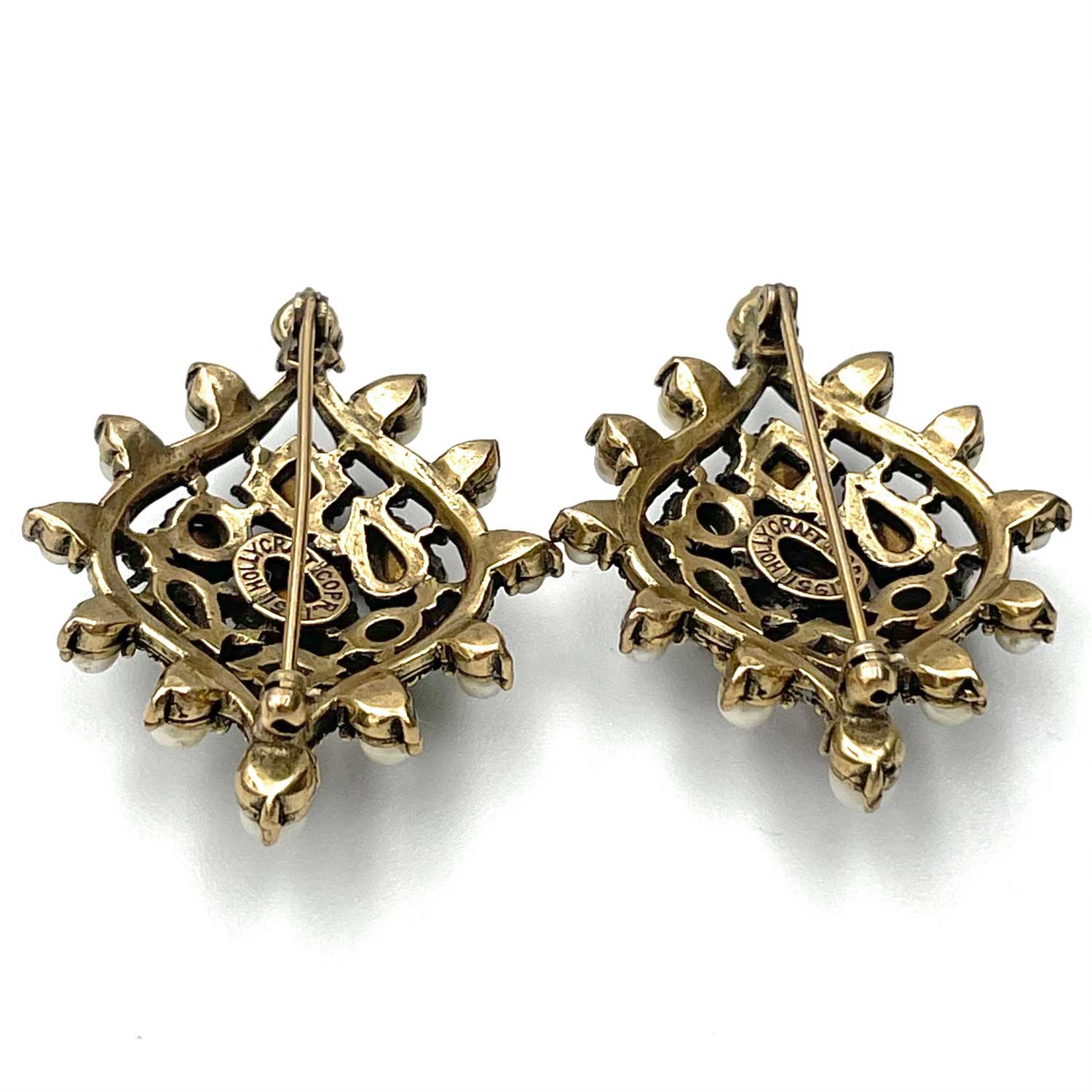 Hollycraft Rhinestone collar pin set