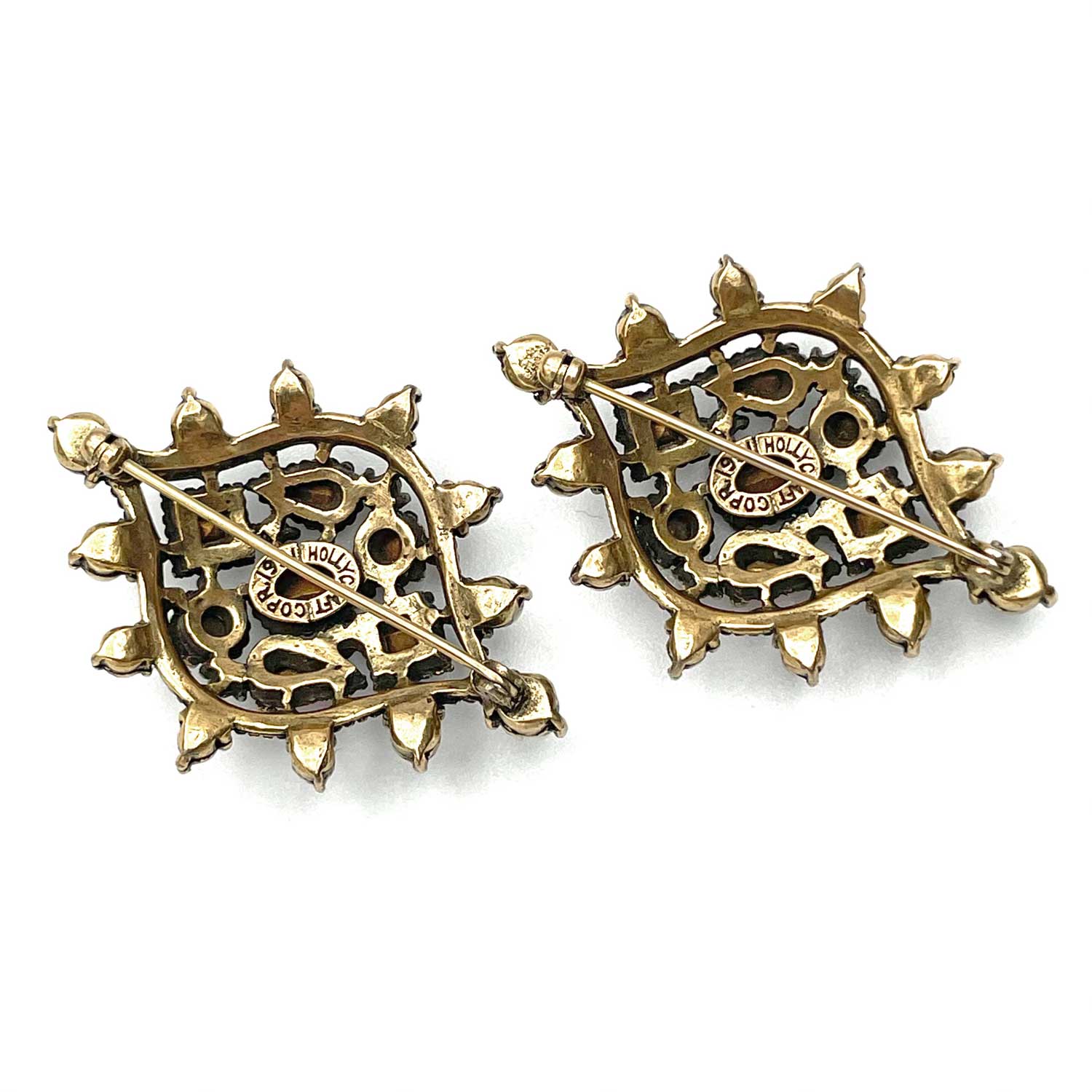 Hollycraft Rhinestone collar pin set