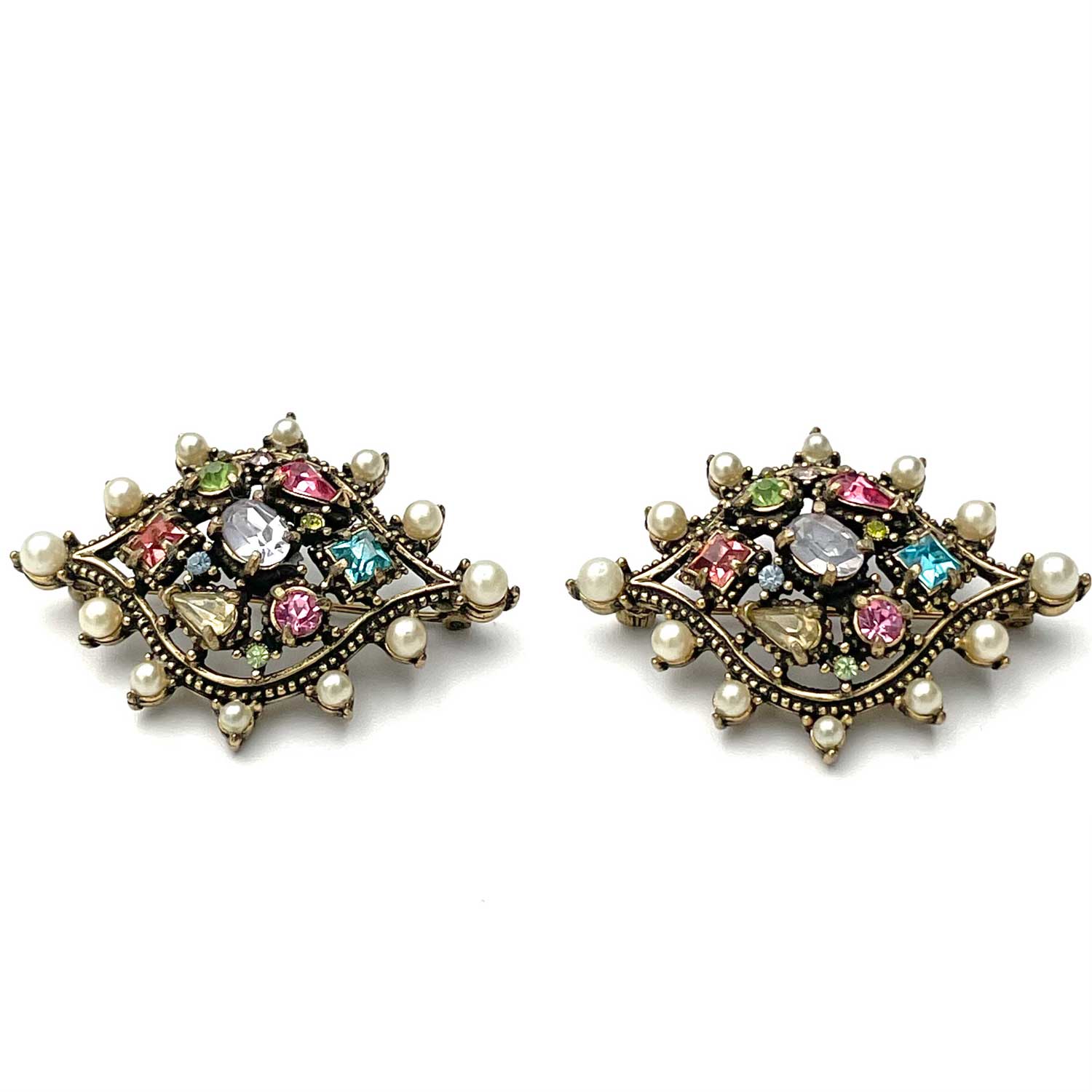 Hollycraft Rhinestone collar pin set