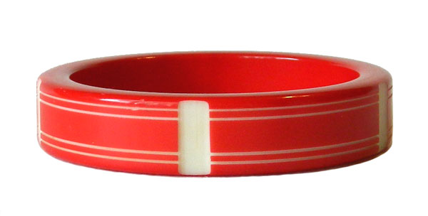 Red celluloid bangle bracelet