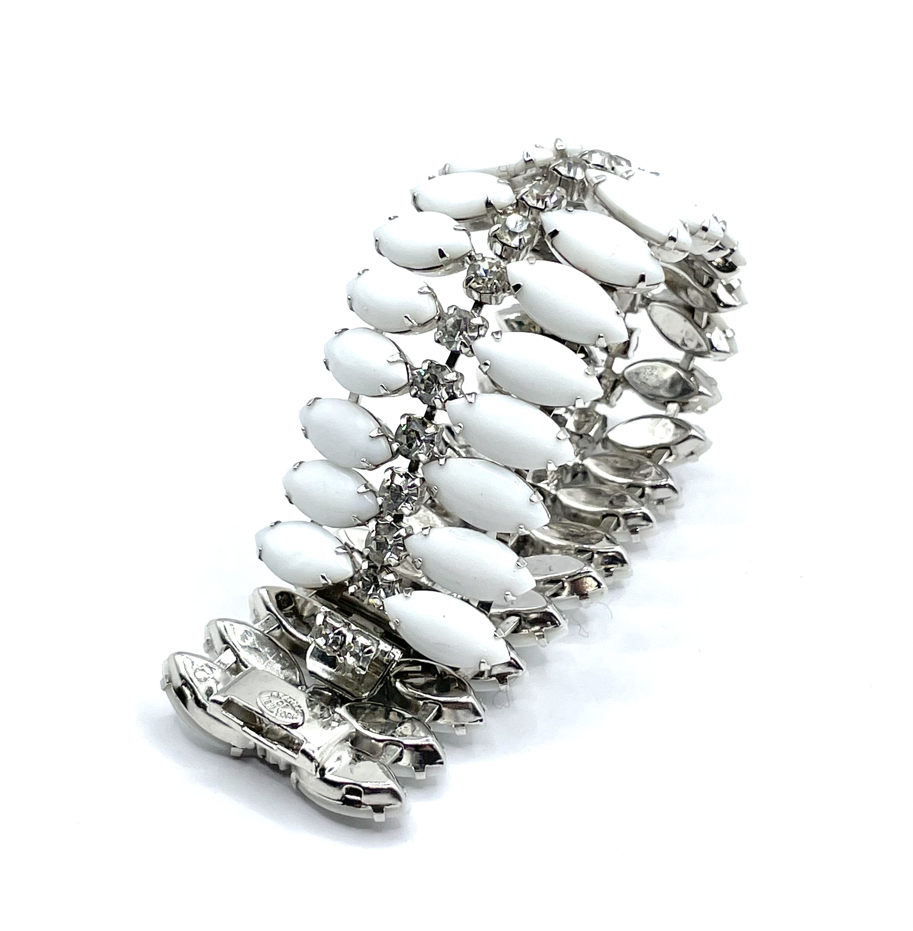 1950s white rhinestone bracelet