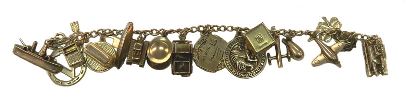 1940's sterling silver World War 2 charm bracelet