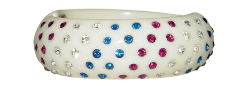 1950's lucite clamper bangle bracelet with rhinestones