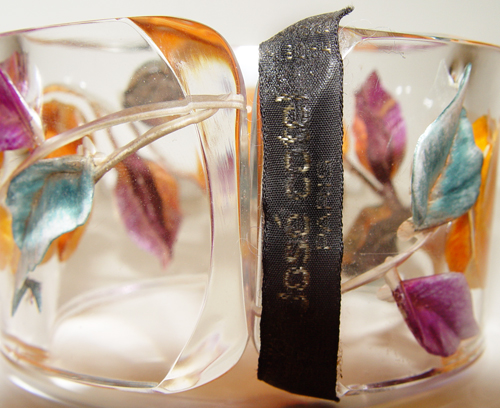 reverse carved clear lucite bangle bracelet