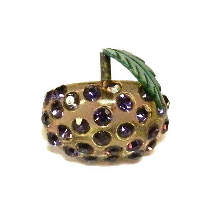 1950's purple rhinestone lucite brooch