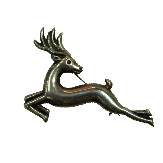 vintage Mexican silver leaping stag brooch