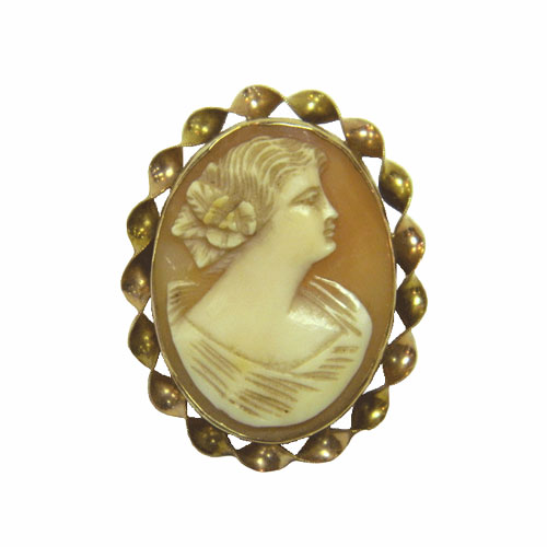 vintage 10K gold cameo brooch