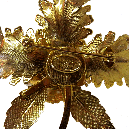 Warner blooming flower rhinestone brooch