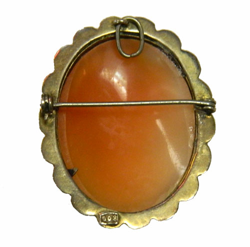 Silver cameo brooch