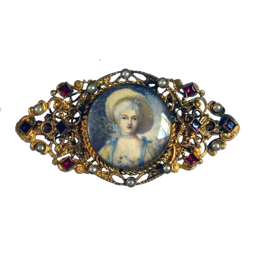 Antique hand painted Austrian brooch