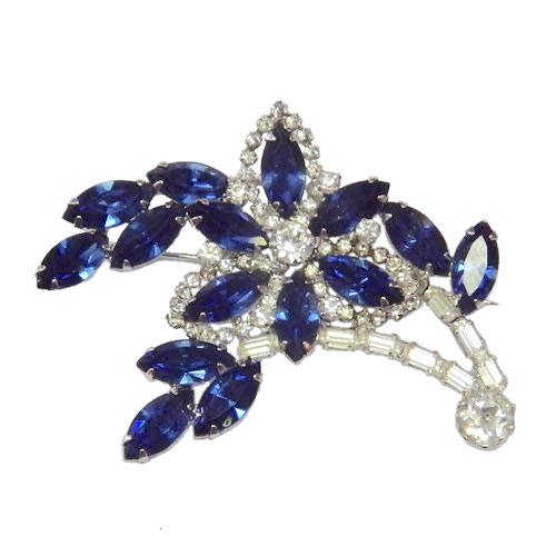 1950's blue Weisner rhinestone brooch