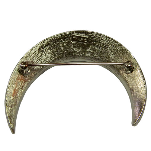 Vintage silver tone Trifari crescent brooch